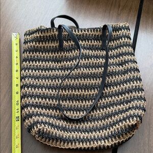 Stylish Black and Tan Woven Tote Bag